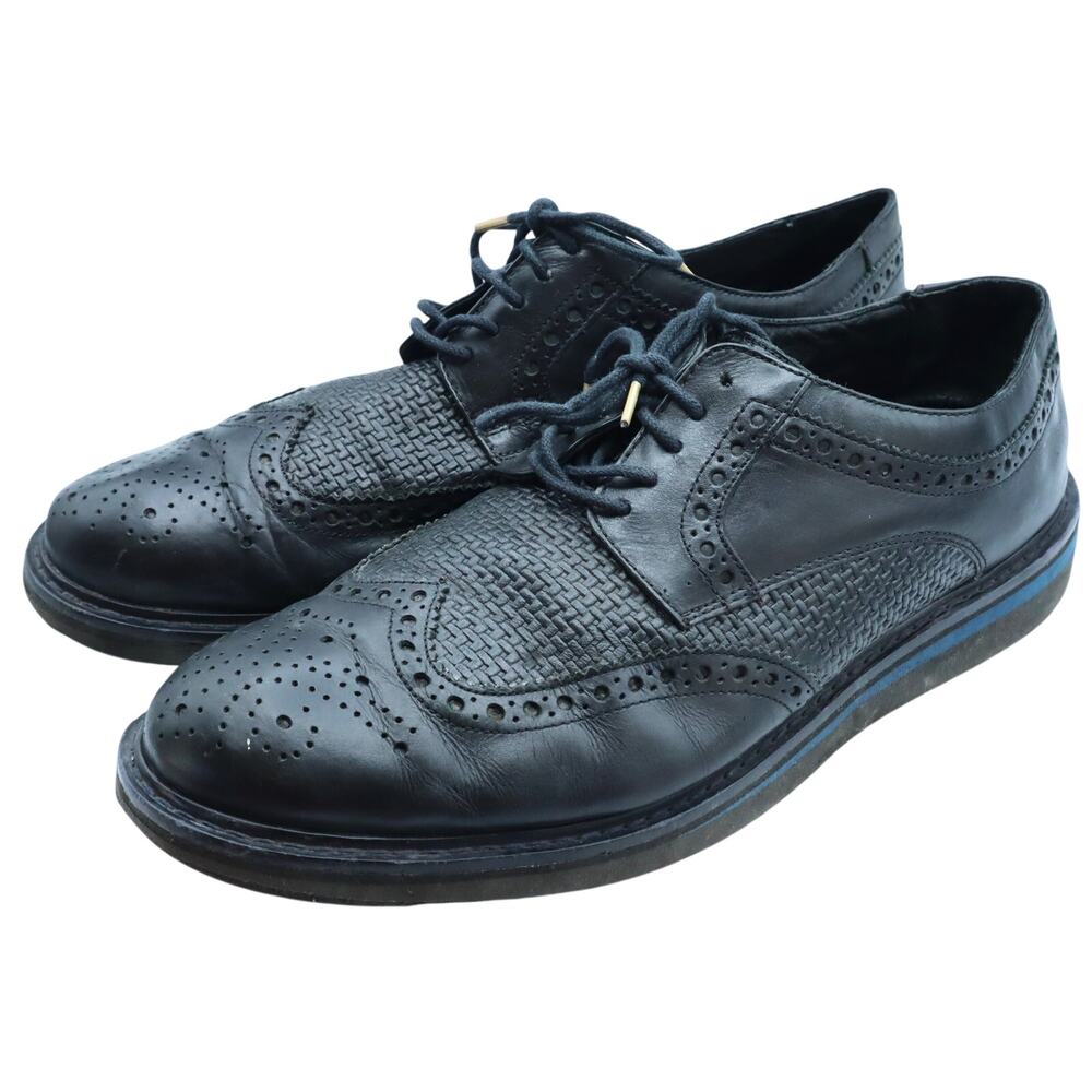 Studio Belvedere Shoes Mens 12 Luis Black Leather Wingtip Oxfords Lace Up Brazil